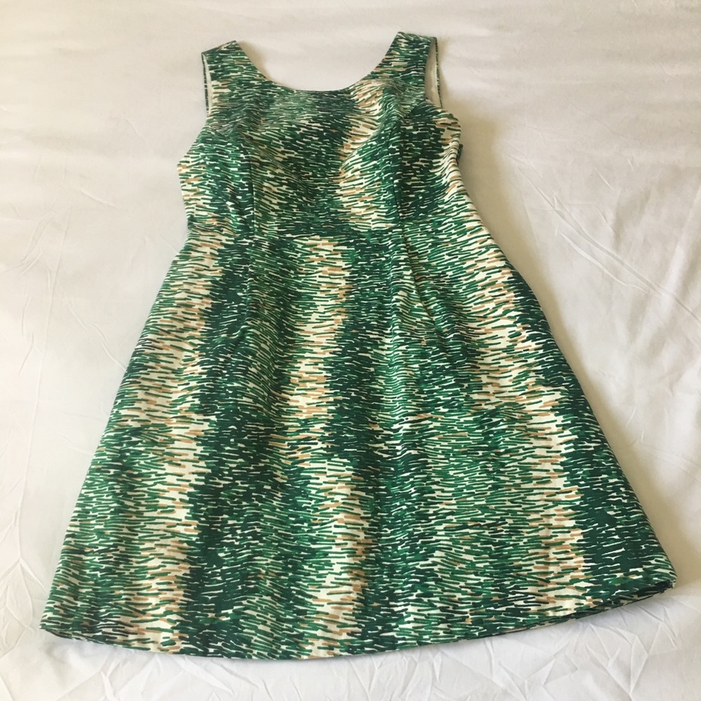 Zara Green Patterned A line Sleeveless Mini Dress